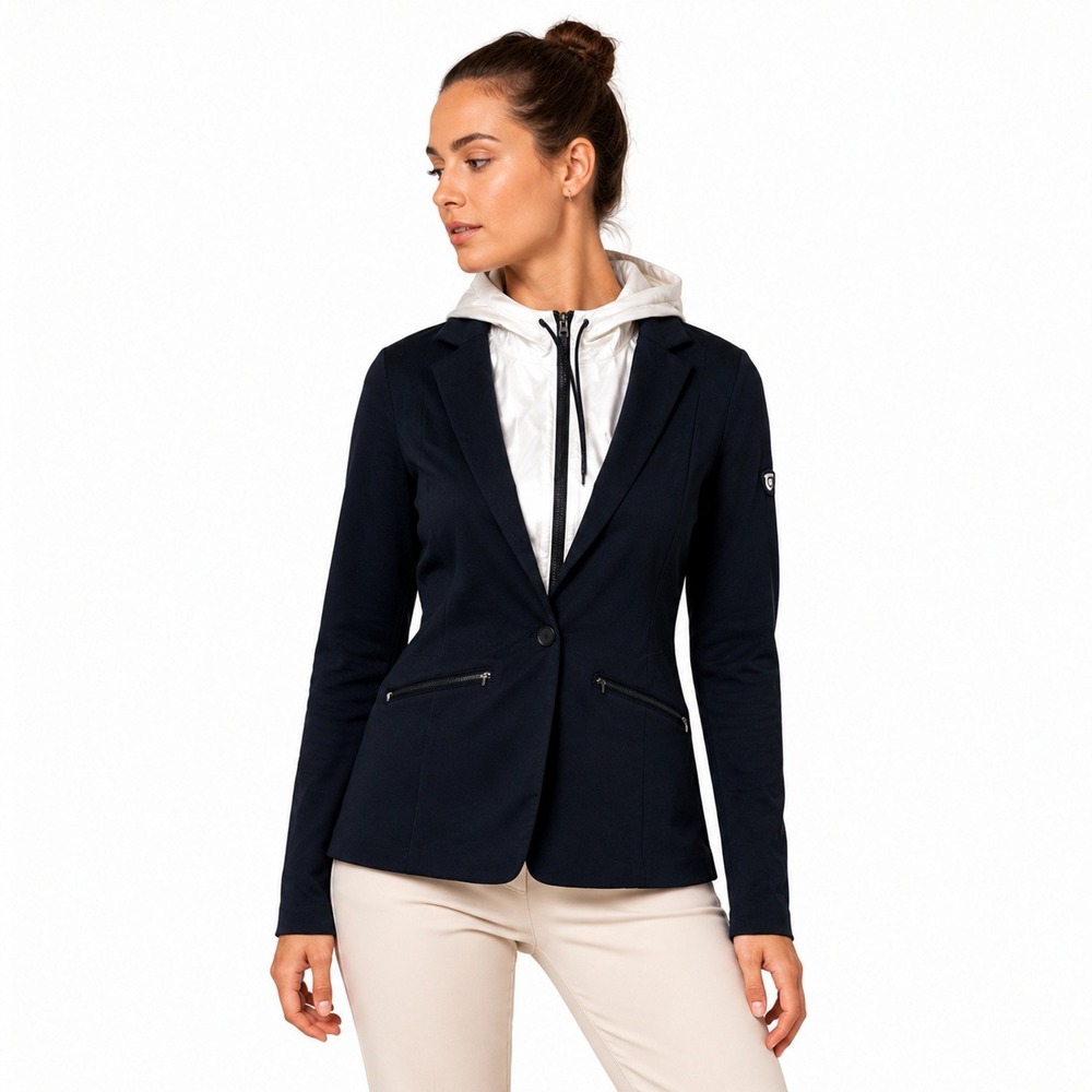 Tretorn Blazer Women M Navy Blue Removable Hoodie Layered Athleisure Jacket